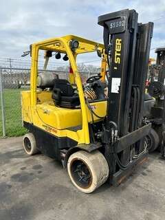2015 Hyster S100FTBCS short box car counterweight propane fueled solid cushion tire 10,000lb warehouse forklift